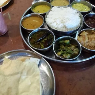 Yummy spicy South Indian thali