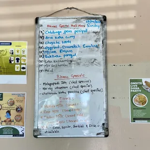a white board with a list of items on it