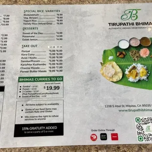 the menu