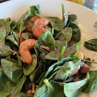 Spinach Salad with blackened shrimp