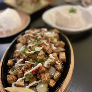 Tofu sisig and garlic rice