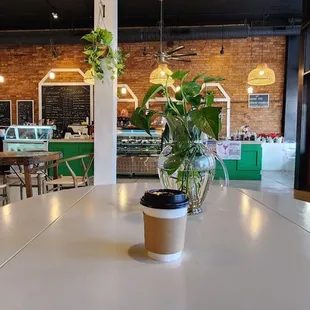 a coffee cup on a table