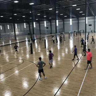16 volleyball and 8 basketball courts
