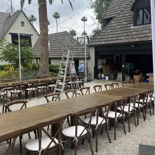 Titans Wood Tables (chairs rented elsewhere)