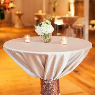 Large selection of tables and linen