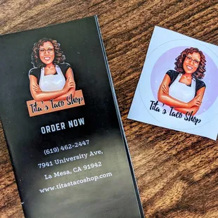 a business card with a picture of a woman