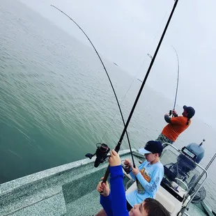 Father and son double hook up