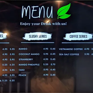 Menu for Tucson&apos;s newest favorite spot for refreshing drinks and crispy snacks