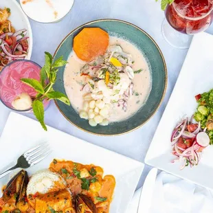 a spread of food