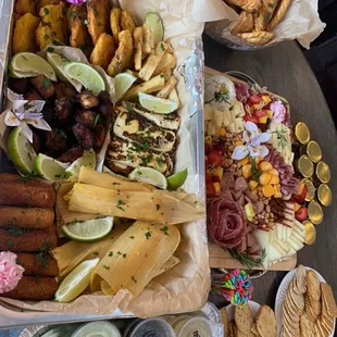 a variety of foods on a table
