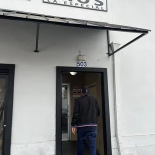 Back entrance from parking