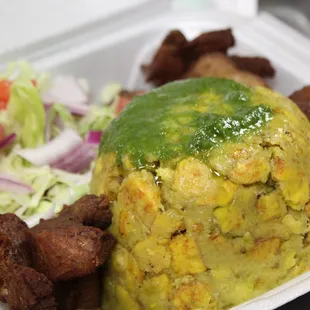 Carne frita con mofongo !
