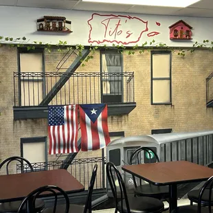 One of the walls decorated creatively at Tito's