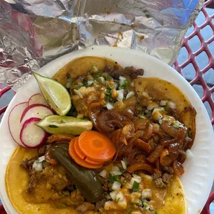 Amazing tacos chicken beef and pork