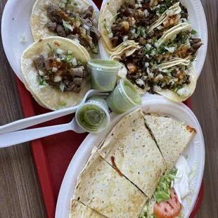 tacos + quesadilla