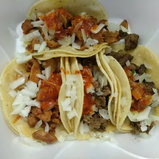 Chicken and beef tacos