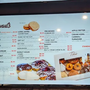 menu, donuts