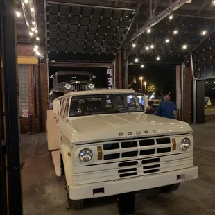 Front of the vintage flatbed truck