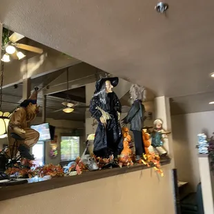 a display of halloween figurines