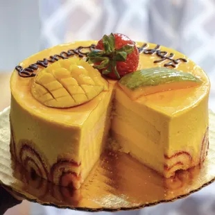 Customized mango mousse cake