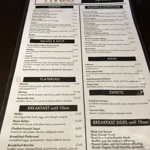 the breakfast menu