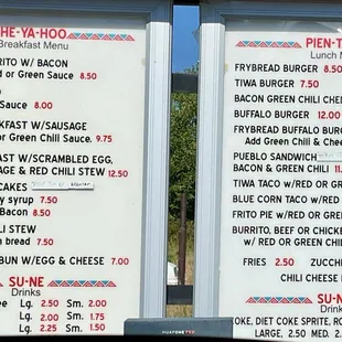 Drive thru menu