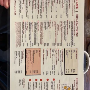 Menu - New Prices