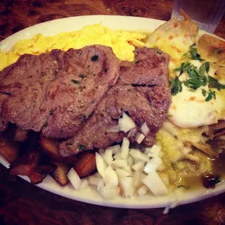 Chilaquiles with Steak and Eggs