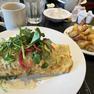 Spinach, Mushrooms, Cream Cheese and Diced Ham Crepe