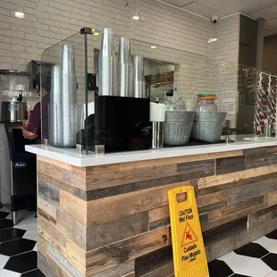 a restaurant counter