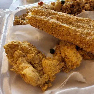 1 catfish and 3 shrimp lunch special - i left nothing lol