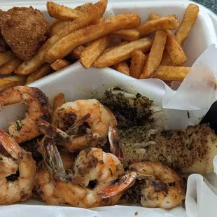 Shrimp and blackened fish plate