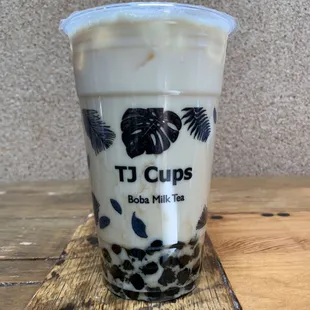 Genmaicha Milk Tea with locally made Boba my favorite