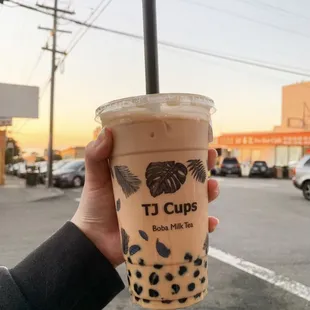 TJ signature milk tea w/ locally made brown sugar boba