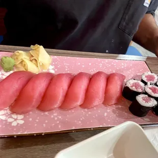 Tuna and sushi.
