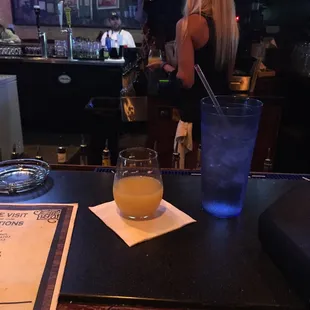 a drink and menu