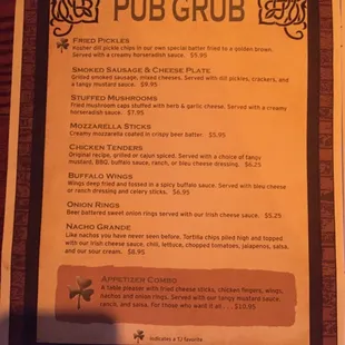 menu