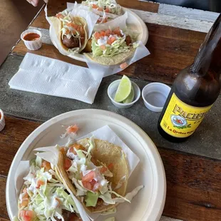 fish tacos and cerveza