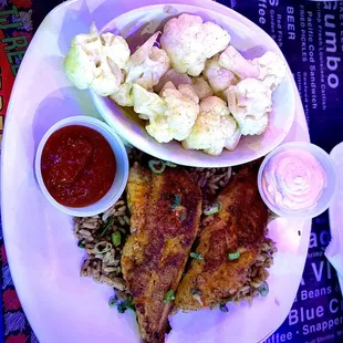 Blackened catfish with cauliflower