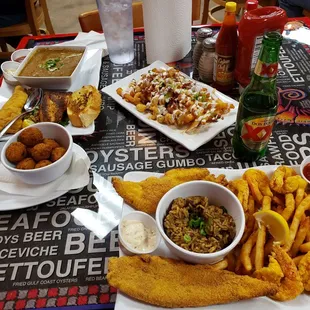 fish and chips on a table