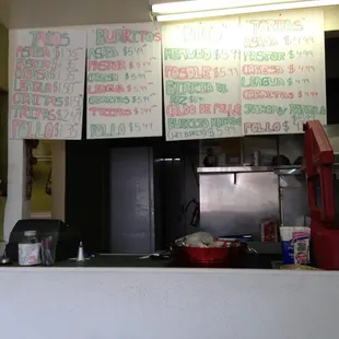 Menu and salsa bar