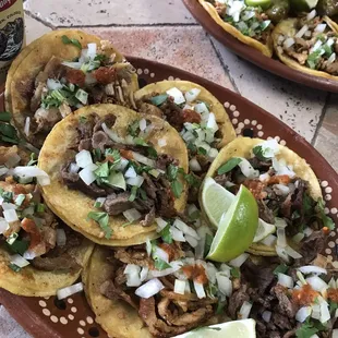 Carne asada and pastor tacos