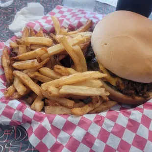 Open Faced Chili Cheeseburger
