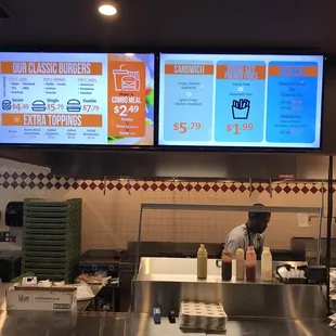 Menu board at TJ&apos;s burgers in Jonesboro.