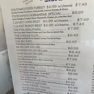 The Sandwich Menu (1 of 2)