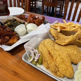 fried chicken and fries