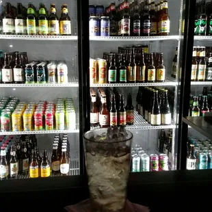 a tall glass of soda