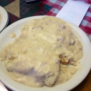 Delicious plate of biscuits and gravy. Yummy!