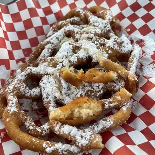 Refrying the funnel cake just makes them pretty hard and stale like texture :(