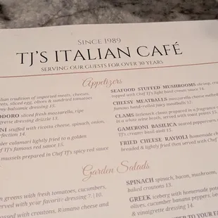 menu